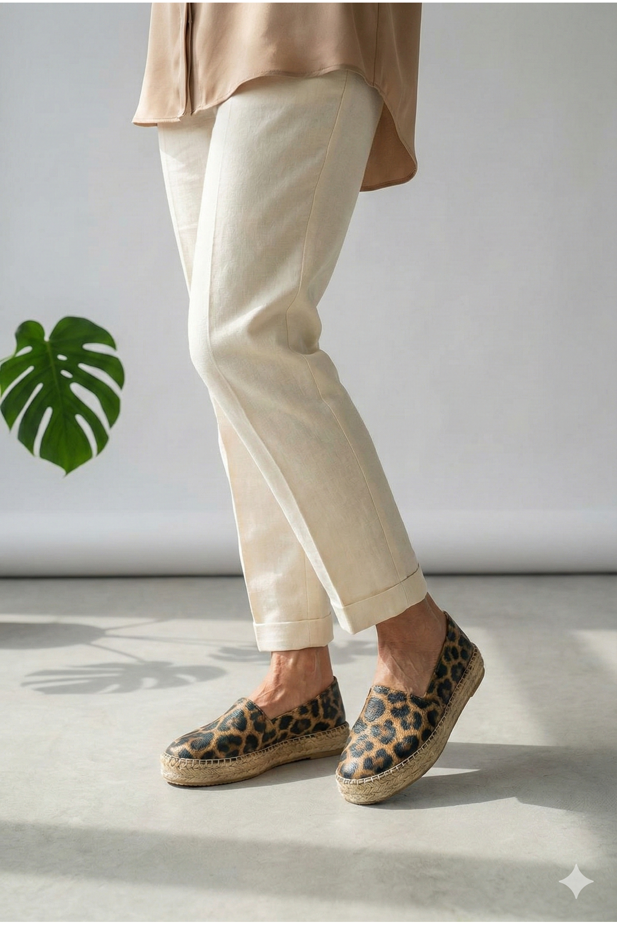 Leopar Kahve Günlük  Espadril Ayakkabı