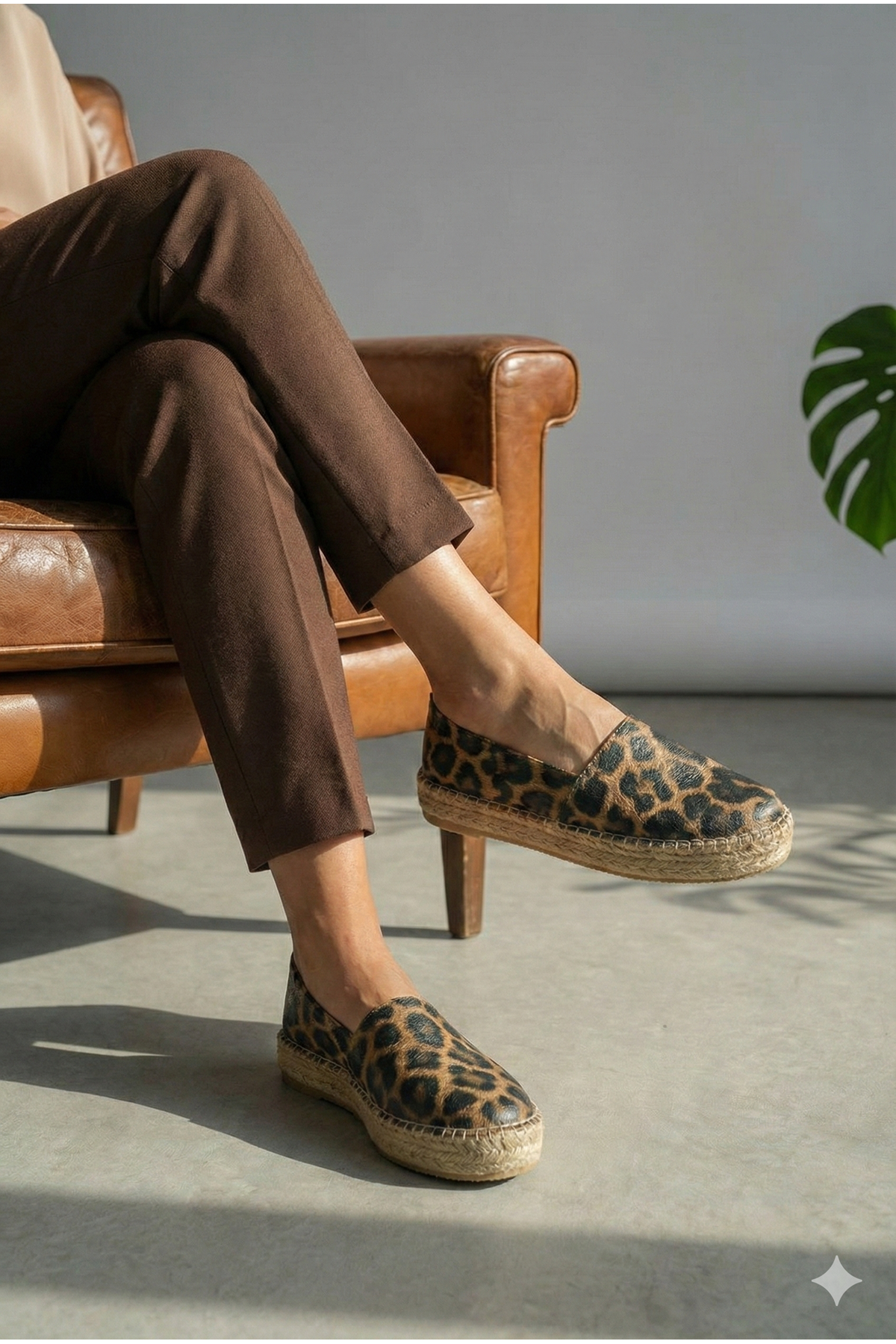 Leopar Kahve Günlük  Espadril Ayakkabı