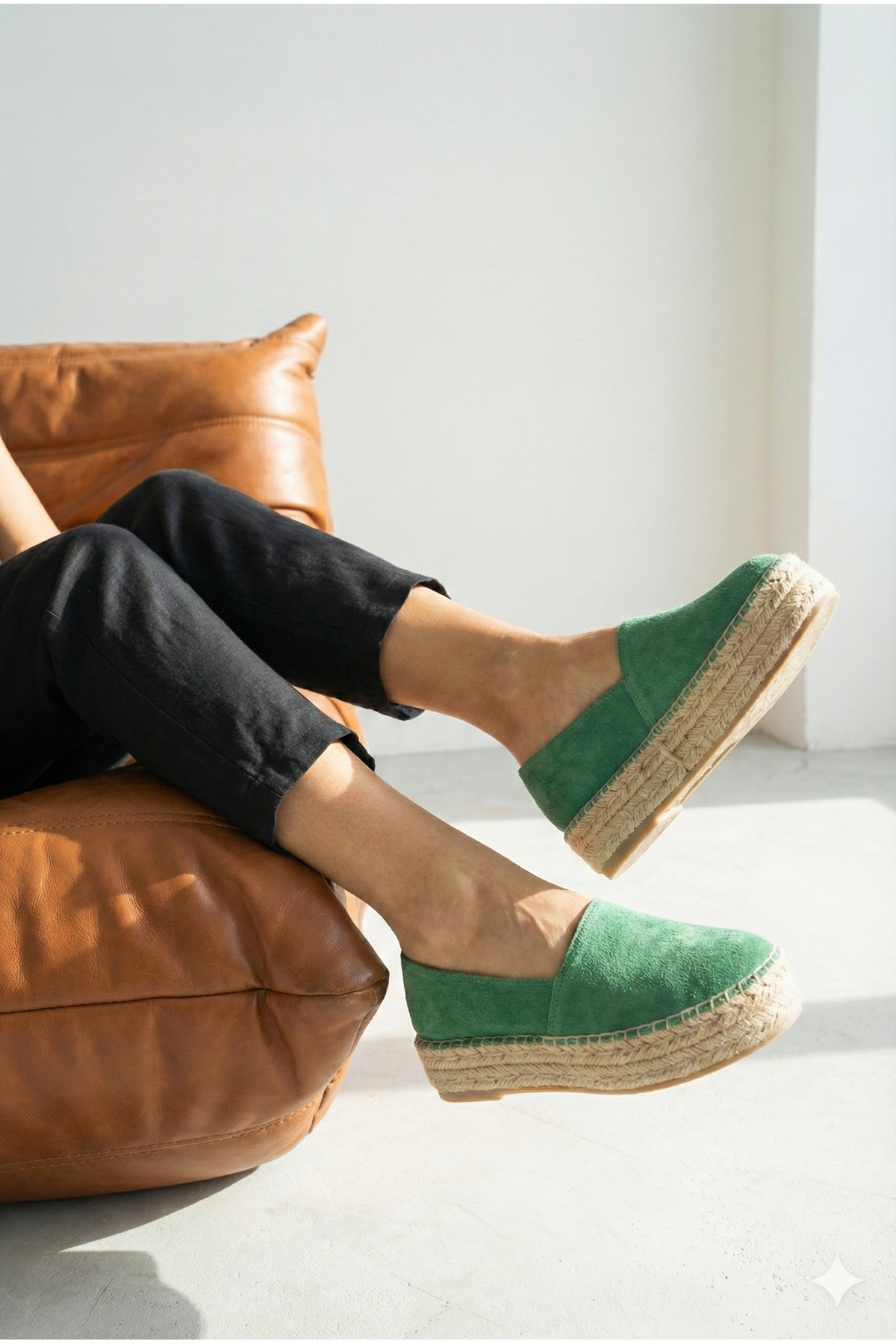 Süet Yeşil Günlük  Espadril Ayakkabı