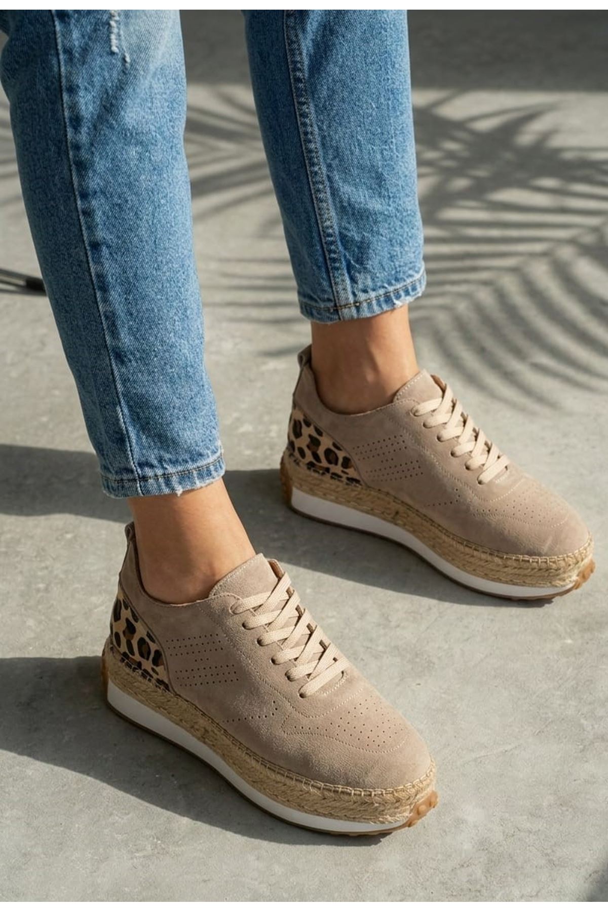 HGN01 VİZON Hakiki Deri Sneaker Espadril  