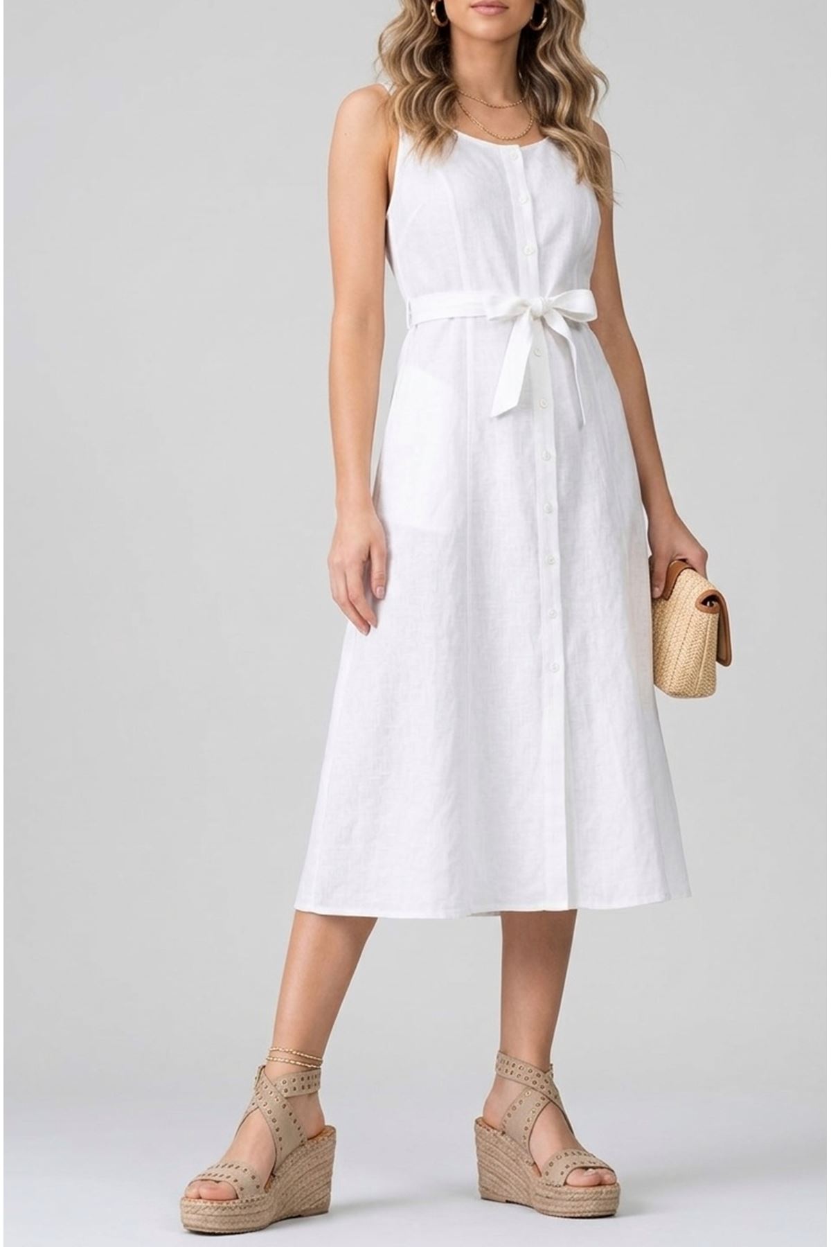 Zımbalı Süet Vizon Dolgu Topuk Kadın Espadril Sandalet