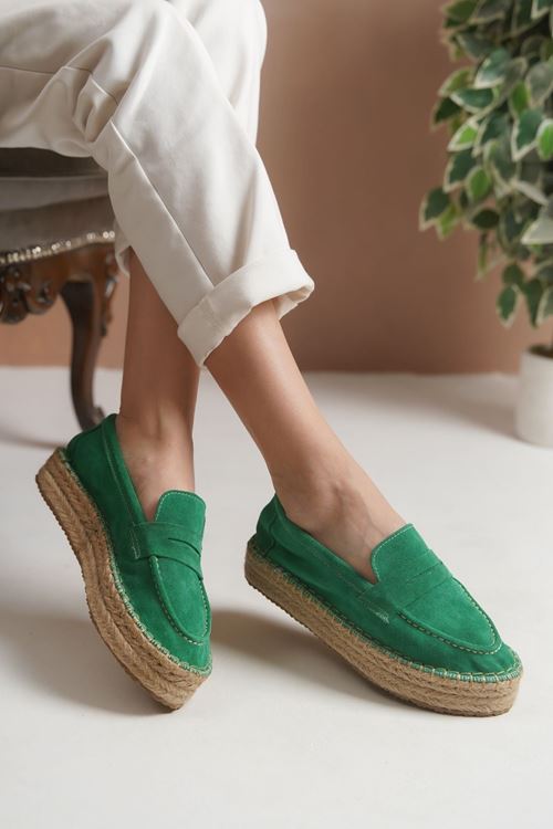 Süet Yeşil  Günlük  Espadril Ayakkabı