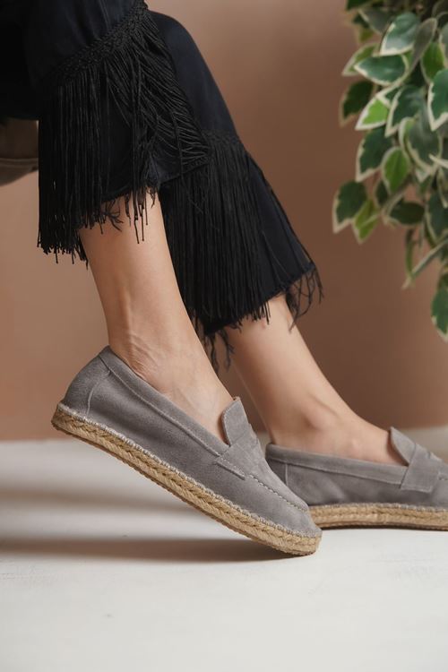 Süet Gri Günlük  Espadril Ayakkabı