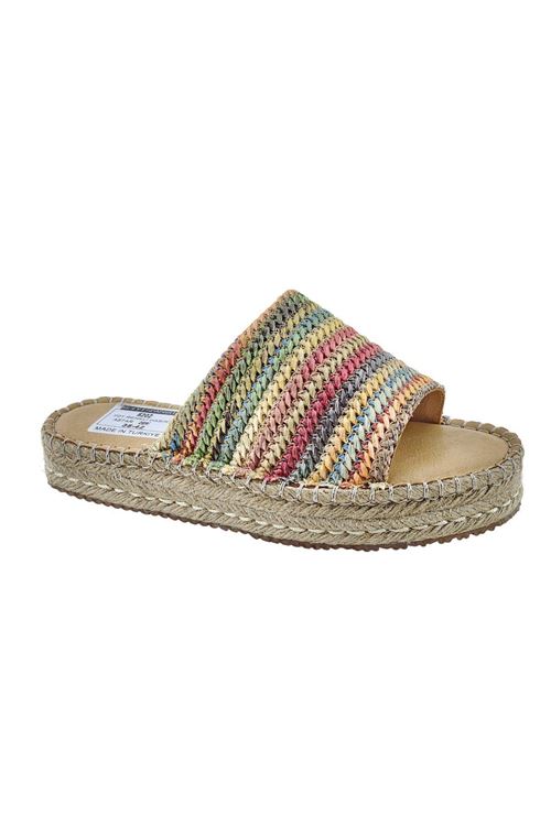 Carine Hasır Renkli Kadın Espadril  Terlik