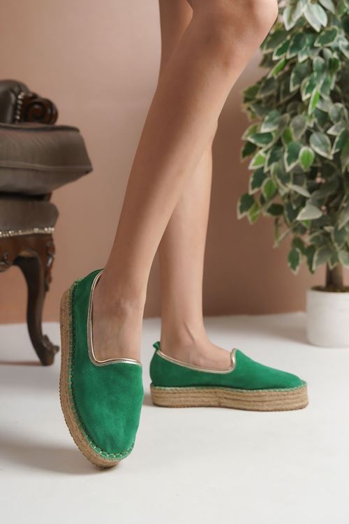 Süet Yeşil  Günlük  Espadril Ayakkabı