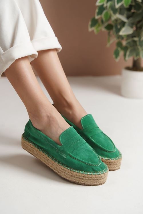 Süet Yeşil  Günlük  Espadril Ayakkabı