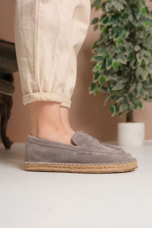 Süet Gri Günlük  Espadril Ayakkabı