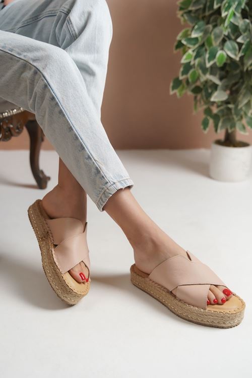 Delina Pudra Kadın Espadril  Terlik