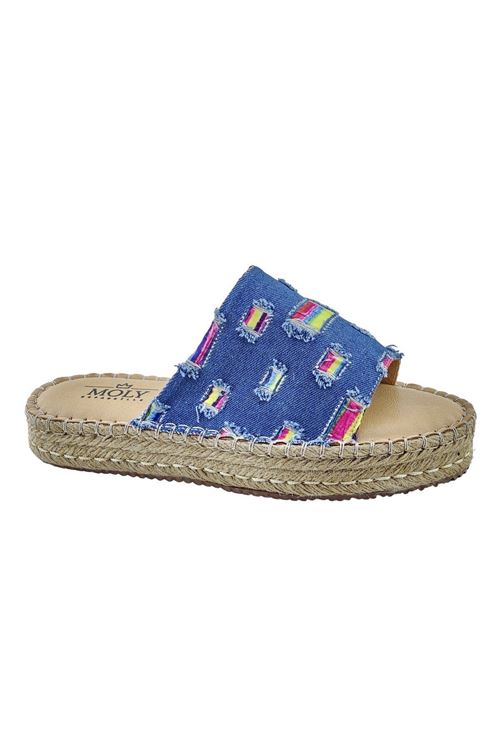 Carine Yıkamalı Acık Kot Kadın Espadril  Terlik