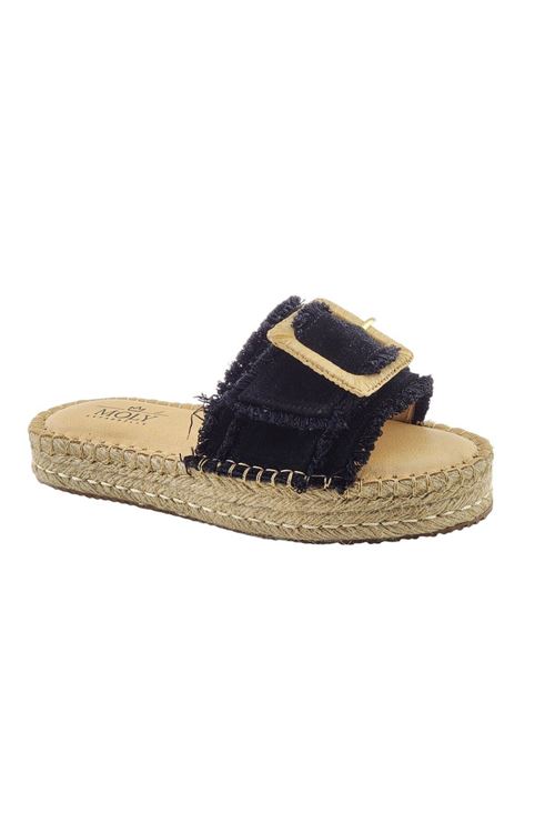 West Tokalı Süet Siyah Kadın Espadril  Terlik