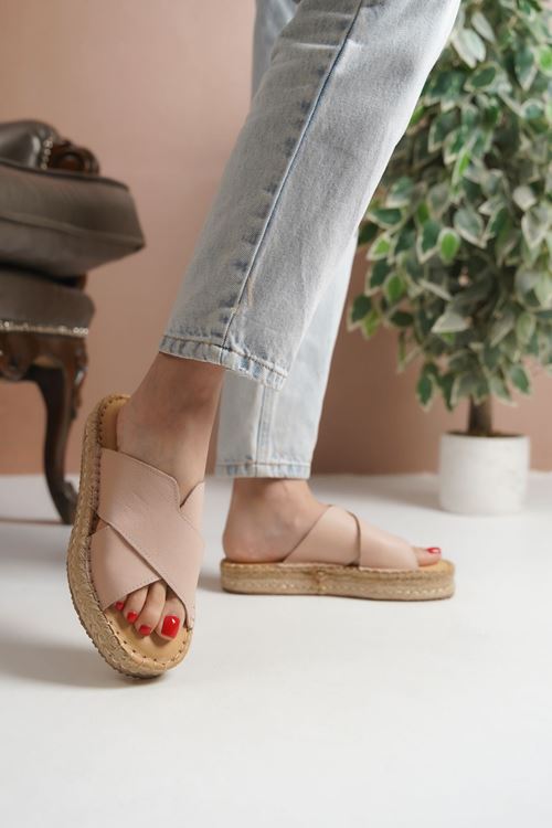Delina Pudra Kadın Espadril  Terlik