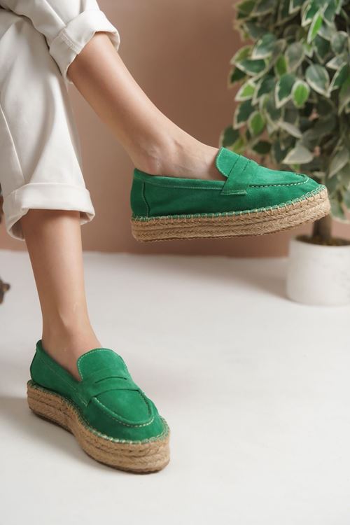 Süet Yeşil  Günlük  Espadril Ayakkabı
