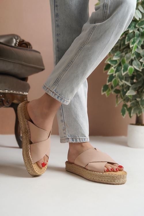 Delina Pudra Kadın Espadril  Terlik