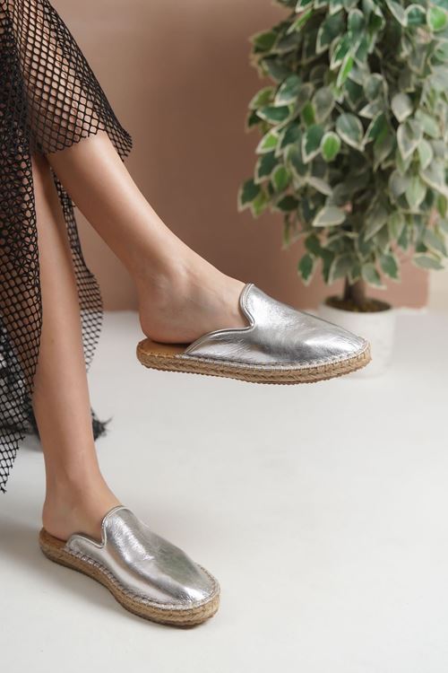 Gümüş Günlük  Espadril Terlik