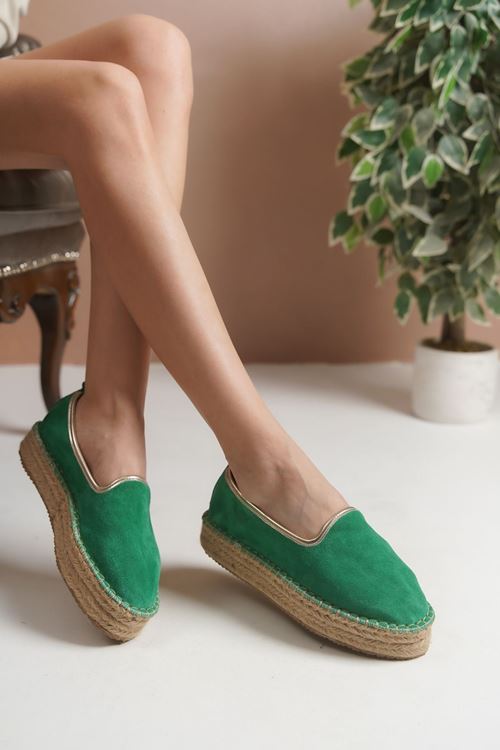 Süet Yeşil  Günlük  Espadril Ayakkabı