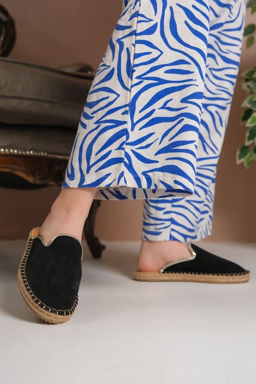 Süet Lacivert Günlük  Espadril Terlik