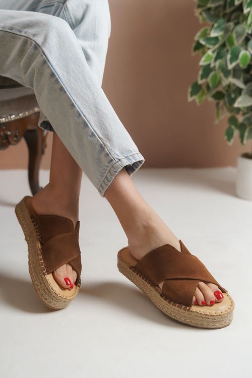 Delina Süet Taba Kadın Espadril  Terlik