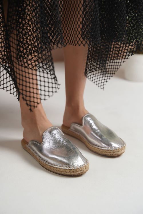 Gümüş Günlük  Espadril Terlik