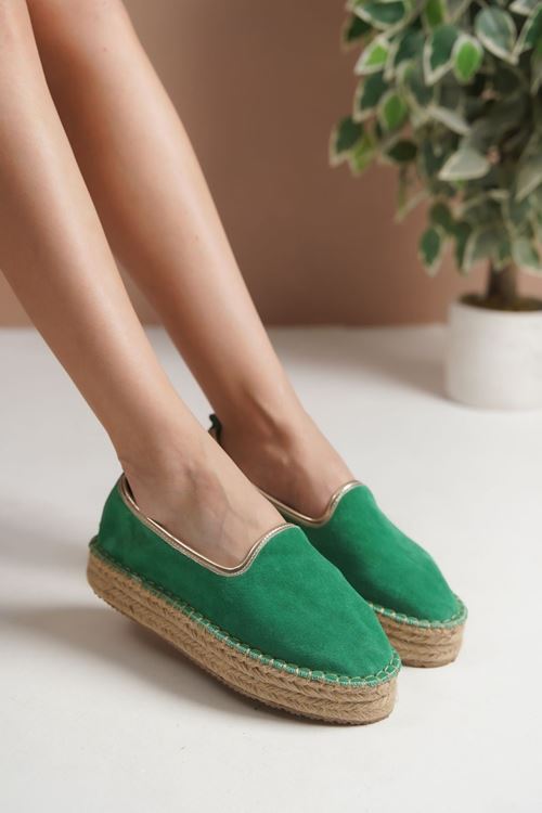 Süet Yeşil  Günlük  Espadril Ayakkabı