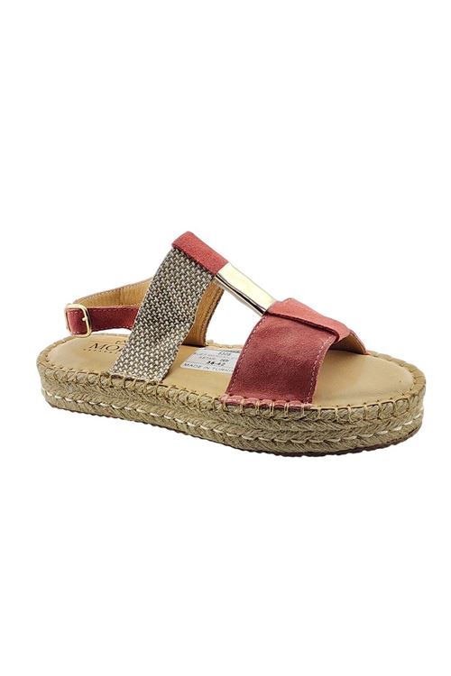 İtalya Süet Mercan Kadın Espadril Sandalet