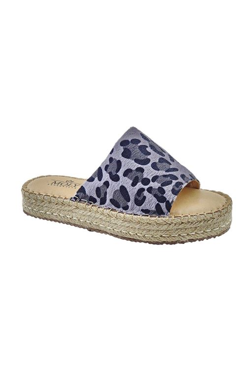 Carine Leopar Gri Kadın Espadril  Terlik