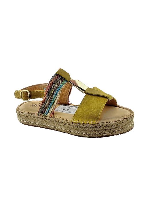 İtalya Süet Sarı Kadın Espadril Sandalet