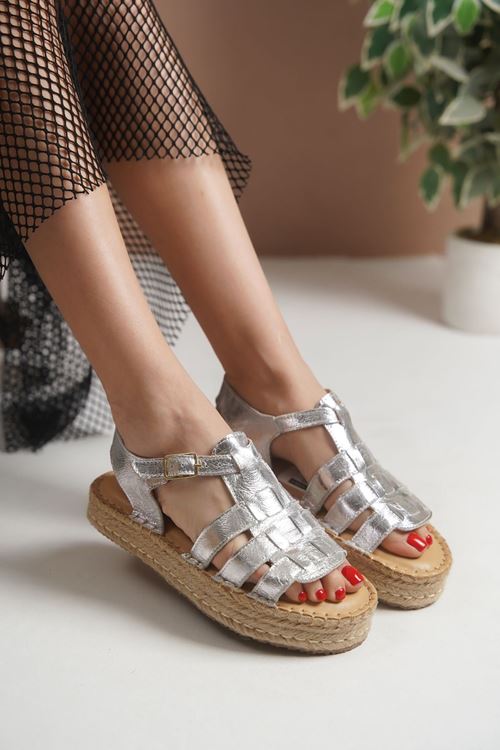 Bodrum Gümüş Kadın Espadril Sandalet