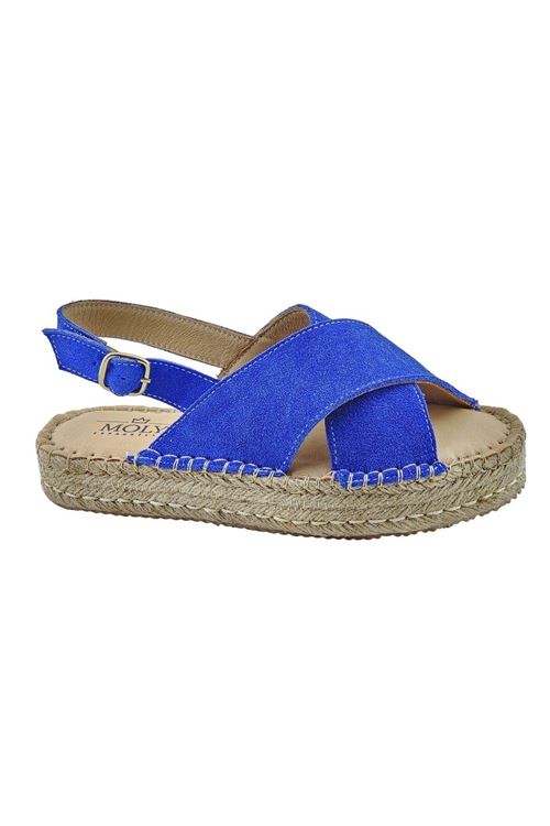 Polonya Süet Sax Kadın Espadril Sandalet