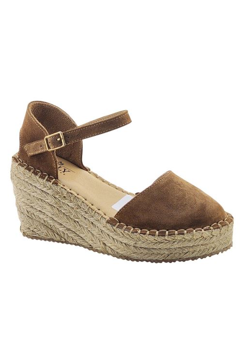 Kapalı Burun Süet Taba Dolgu Topuk Kadın Espadril Sandalet