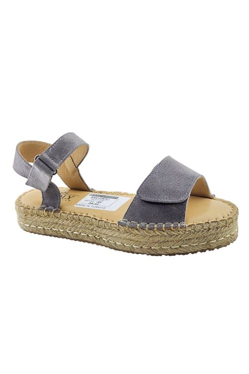 İzmir Süet Gri Kadın Espadril Sandalet