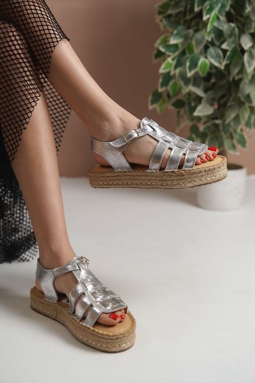 Bodrum Gümüş Kadın Espadril Sandalet