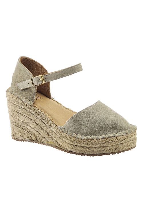 Kapalı Burun Süet Bej Dolgu Topuk Kadın Espadril Sandalet