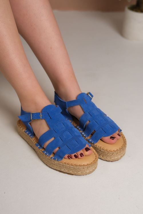 Bodrum Süet Sax Kadın Espadril Sandalet