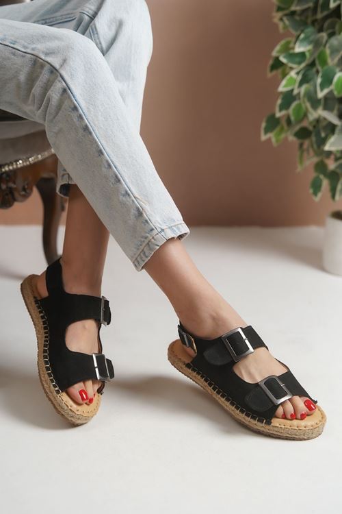 Antalya Süet Lacivert  Kadın Espadril Sandalet