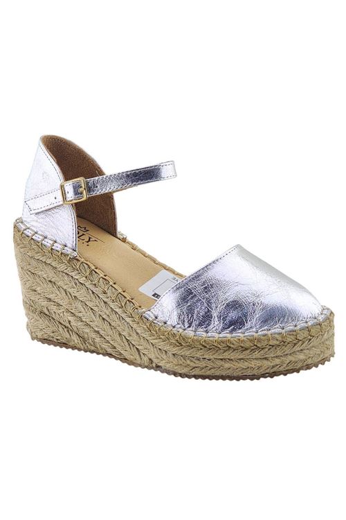 Kapalı Burun Gümüş  Dolgu Topuk Kadın Espadril Sandalet