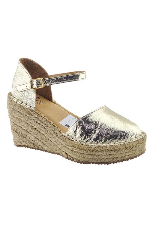 Kapalı Burun Altın  Dolgu Topuk Kadın Espadril Sandalet