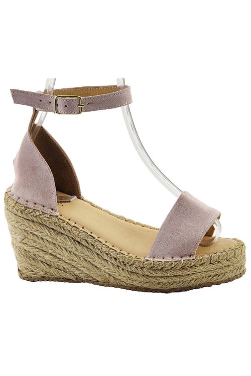 Şık Süet Pudra  Dolgu Topuk Kadın Espadril Sandalet