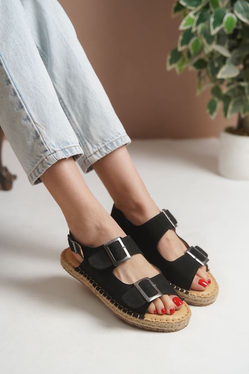 Antalya Süet Lacivert  Kadın Espadril Sandalet