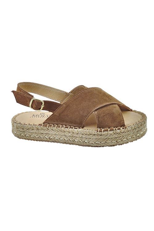 Polonya Süet Taba Kadın Espadril Sandalet