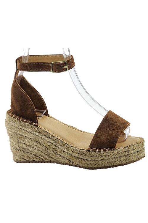 Şık Süet Taba Dolgu Topuk Kadın Espadril Sandalet