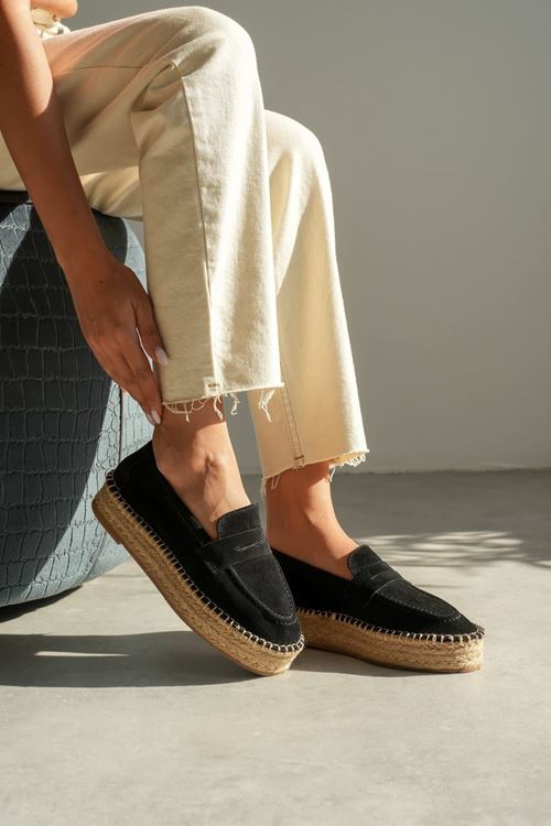 Süet Siyah Günlük  Espadril Ayakkabı