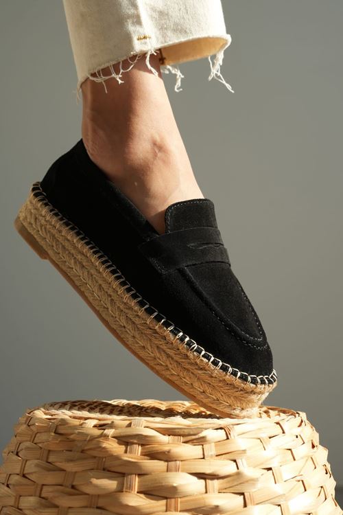 Süet Siyah Günlük  Espadril Ayakkabı