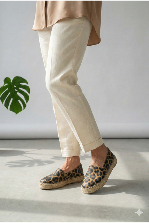 Leopar Kahve Günlük  Espadril Ayakkabı