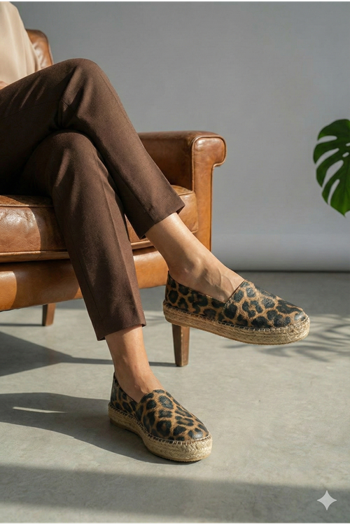 Leopar Kahve Günlük  Espadril Ayakkabı
