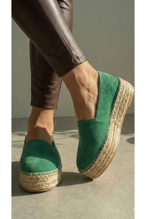 Süet Yeşil Günlük  Espadril Ayakkabı