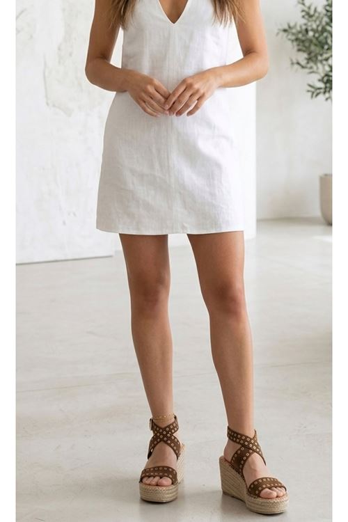 Zımbalı Süet Taba Dolgu Topuk Kadın Espadril Sandalet