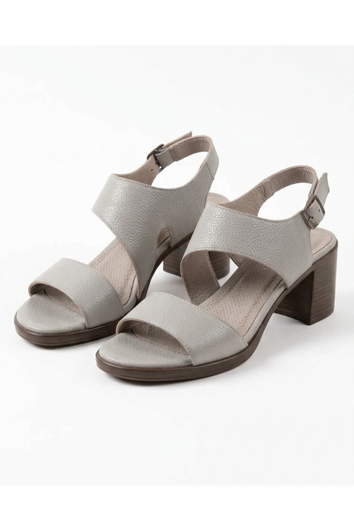 SUNSHINE Gri Hakiki Deri Sandalet  