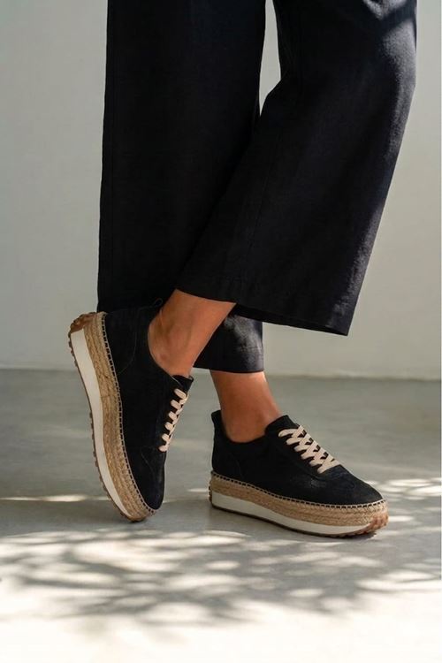 HGN01 SİYAH SÜET Hakiki Deri Sneaker Espadril  